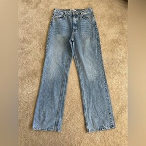 Zara Wide Leg High Waisted Womens Size 12 tall 33x34 Jeans